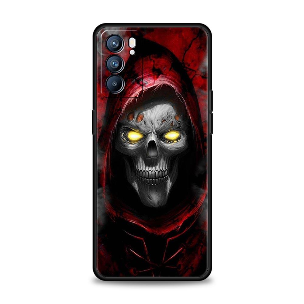 Grim Reaper Skull Skeleton Phone Case For Oppo Find X5 A54 A53 A52 A9 2020 A15 A95 A76 A74 A12 Reno7 SE Reno6 Pro Plus 5G Cover