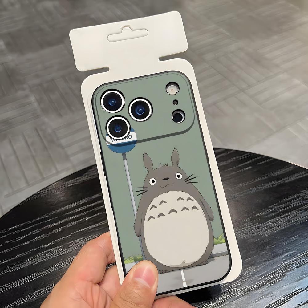 Cartoon T-Totoros Phone Case For IPhone 17 Air 16 E Pro Max 15 14 13 Mini 12 Pro 11 Max Plus Black Soft Shell
