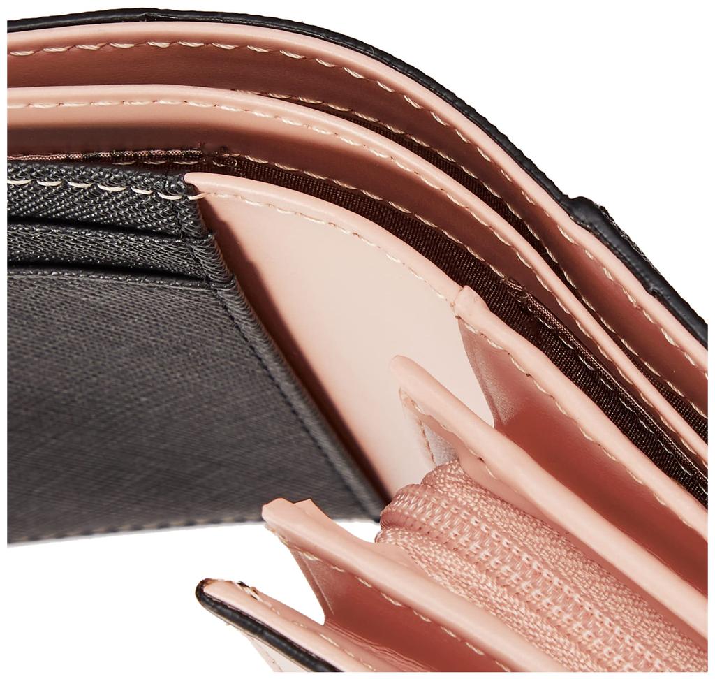 Jill Stuart Women's Gloria L-shaped Zipper Folding Wallet with Ribbon Motif, Cowhide Leather, JSLW3AS2