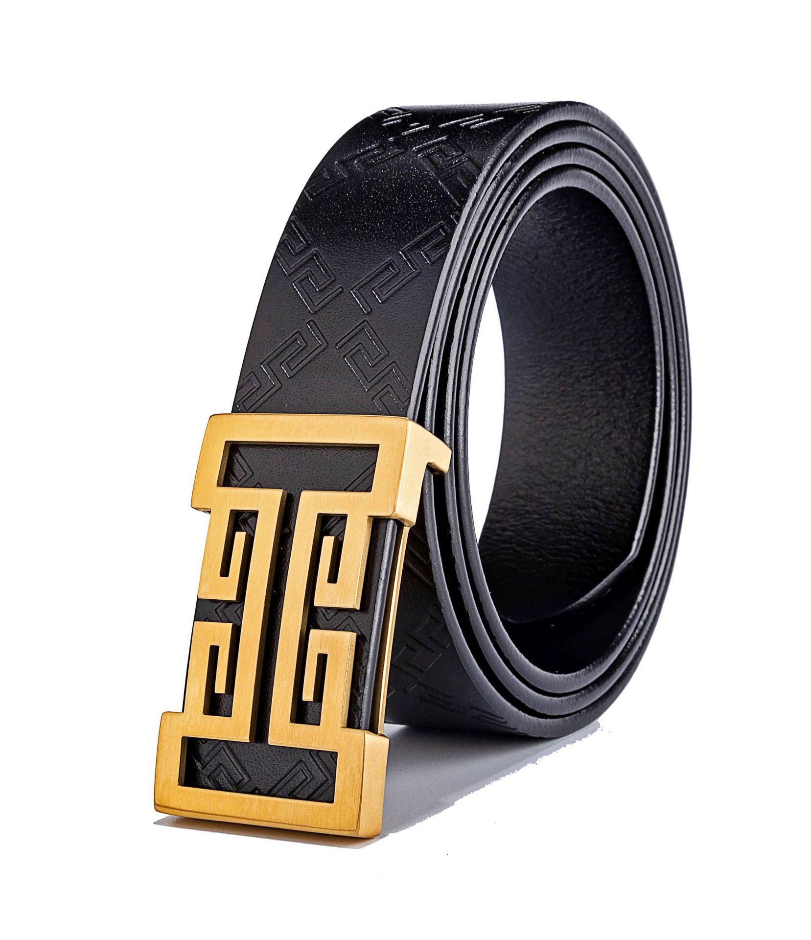 

Мужской стильный ремень из чистой коровьей кожи с гладкой пряжкой - Повседневный и универсальный 105 cm