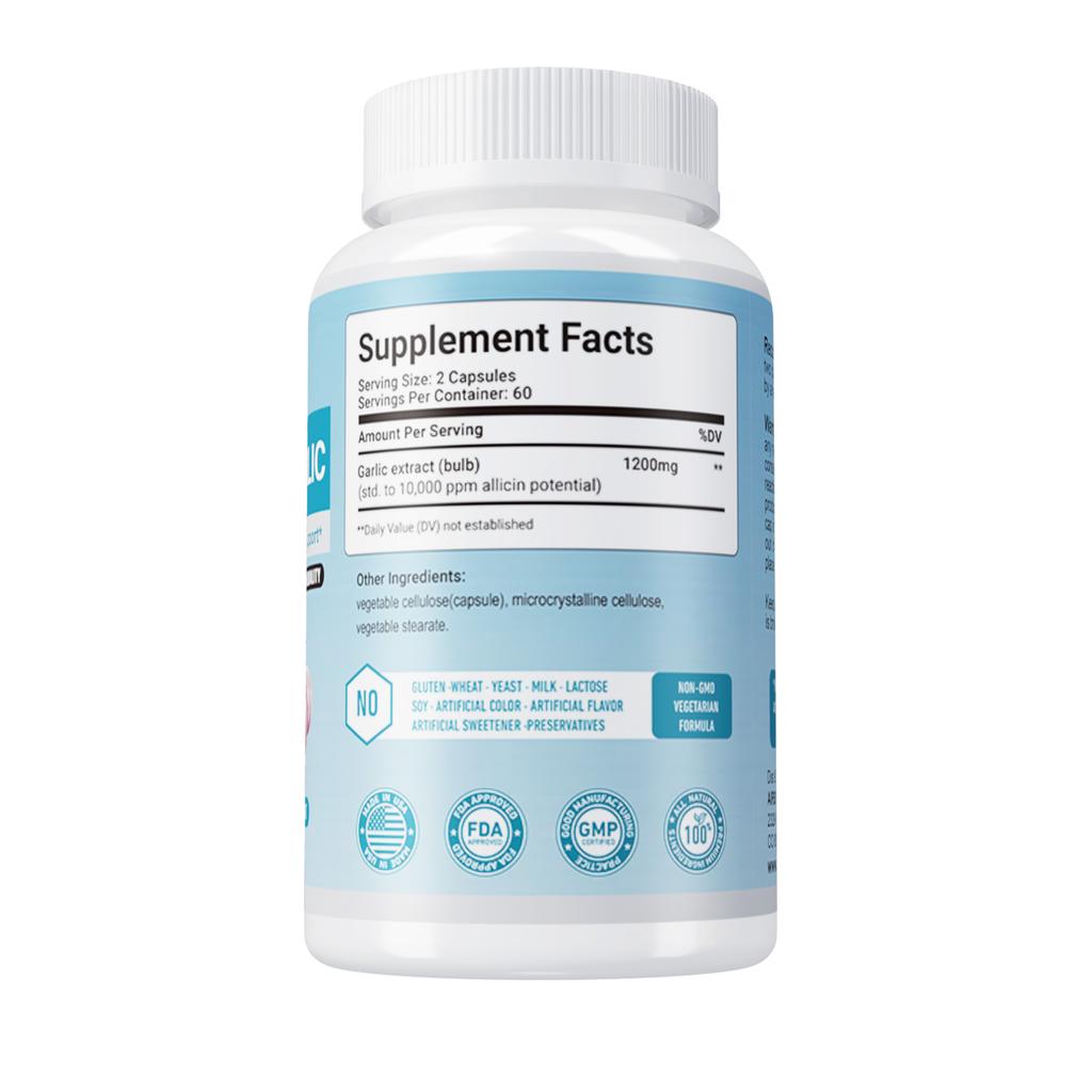 XEMENRY Complément Alimentaire à base d'Extrait d'Ail, Contient de l'Extrait d'Ail, Haute Teneur de 1200 mg, Supplément Nutritionnel Quotidien