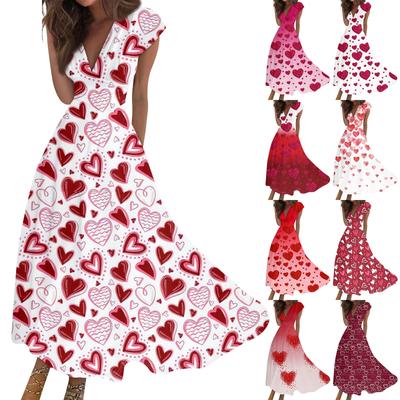 Vestidos casuales plisados con cuello en V y cordón para San Valentín