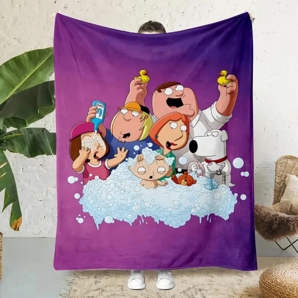 Kawaii Cartoon Familys Guys Printed Blanket Picnic Blankets Warm Blanket Soft And Comfortable Blanket Home Travel Birthday