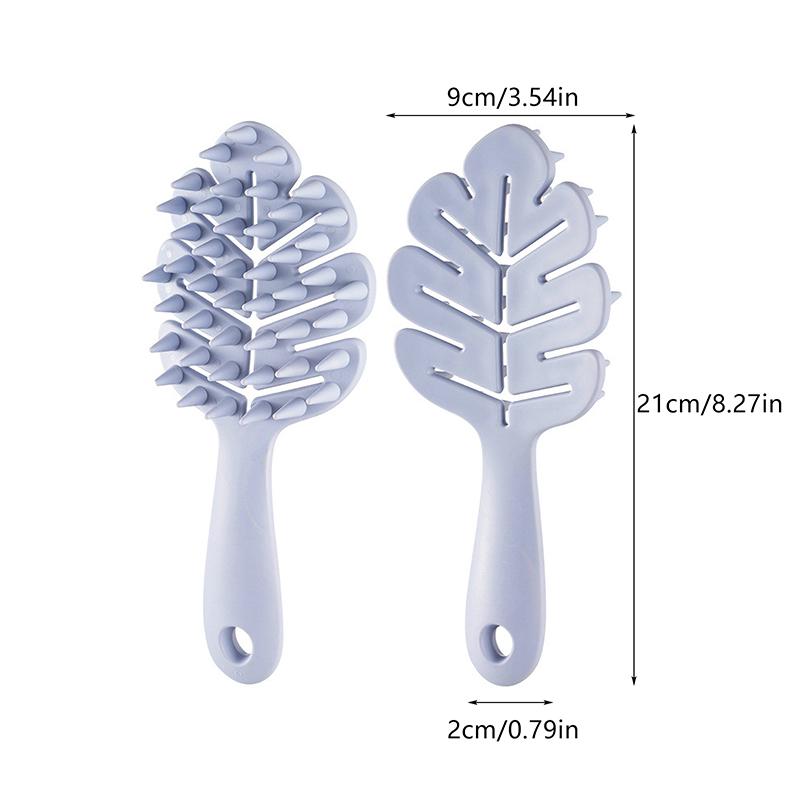 Șampon din silicon în formă de frunze Cap de perie Masaj pentru scalp Pieptene de păr moale Perie de baie cu mâner lung Instrument de curățare pentru masaj corporal cadou