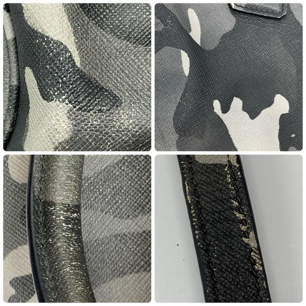 Prada Handbag Tote Bag 2-Way Shoulder Bag Crossbody Bag Silver Hardware Leather Genuine Leather Camo Camouflage