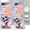 Colorful Skeleton Pattern Case For Samsung Galaxy Z FlIP 7 FE 6 5 Plating PC+PU Leather Hybrid Folding Cover For Samsung Z Flip7 Flip6 Flip5