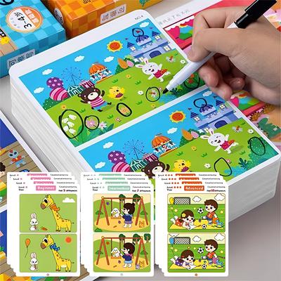 Find Differences Card Game Reusable Educational Puzzle for Students Three Difficulty Levels for Focus Attention Training TMZ