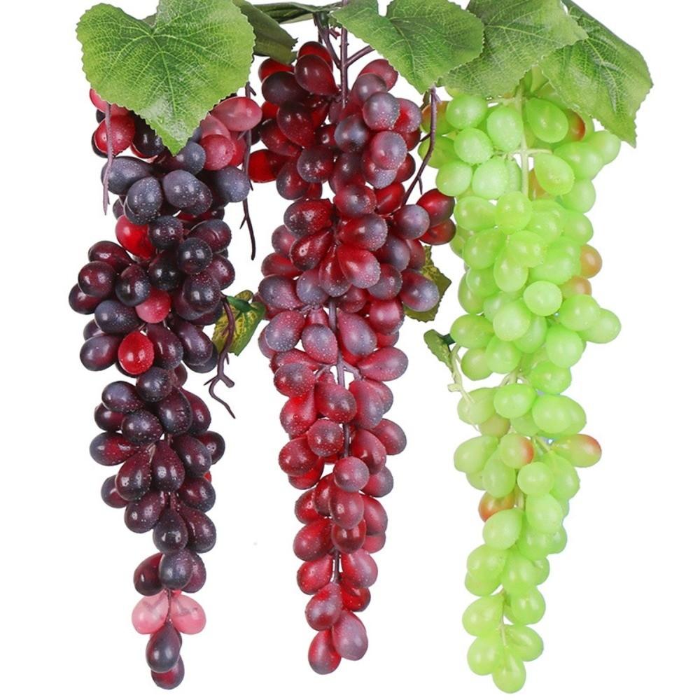 Realistic Artificial Grapes Bunches Decorative Simulation Artificial Faux Fruits Green Grass Fake Grape Bundles
