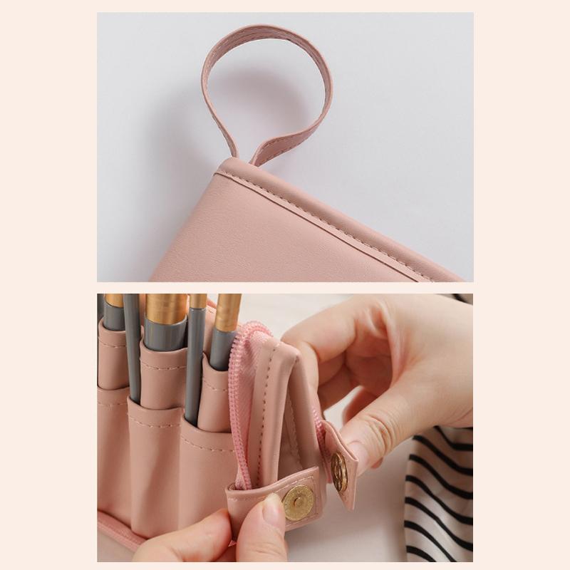 Makeup Brush Case Makeup Brush Holder Travel Waterproof Cosmetic Bag Stand-Up Foldable Makeup Cup With Zipper Makeup Brush Bag