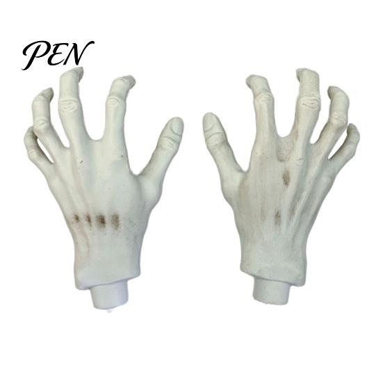 Retro Style Horror Ornaments 1 Pair Halloween Skeleton Hands, Realistic Plastic Zombie Life Atmospheric Bar Decor Items Size Severed Fake Hands