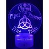 Lampe de Chevet 3D LED Charmed Série TV ,Soeurs Halliwell, Veilleuse changement de Couleurs, Déco Idée Cadeau pour Fan et Passionés