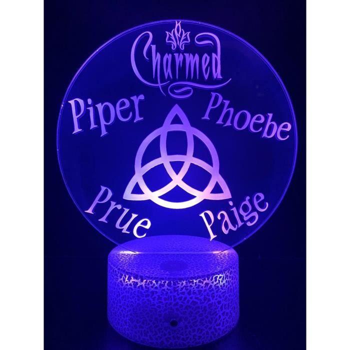Lampe de Chevet 3D LED Charmed Série TV ,Soeurs Halliwell, Veilleuse changement de Couleurs, Déco Idée Cadeau pour Fan et Passionés