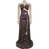 C7501 Leopard Print Off-Shoulder Backless Dress - Women's Sexy European & American Fashion