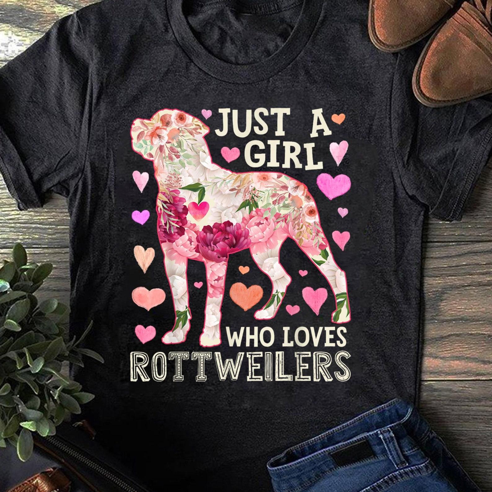 Floral Rottweiler Dog Lover T-Shirt - Women s Funny Dog Tee XXXXL