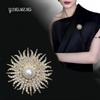 Japanese & Korean Sunflower Pearl Rhinestone Brooch Corsage – Women's Anti-exposure Pin for Coat/Sweater