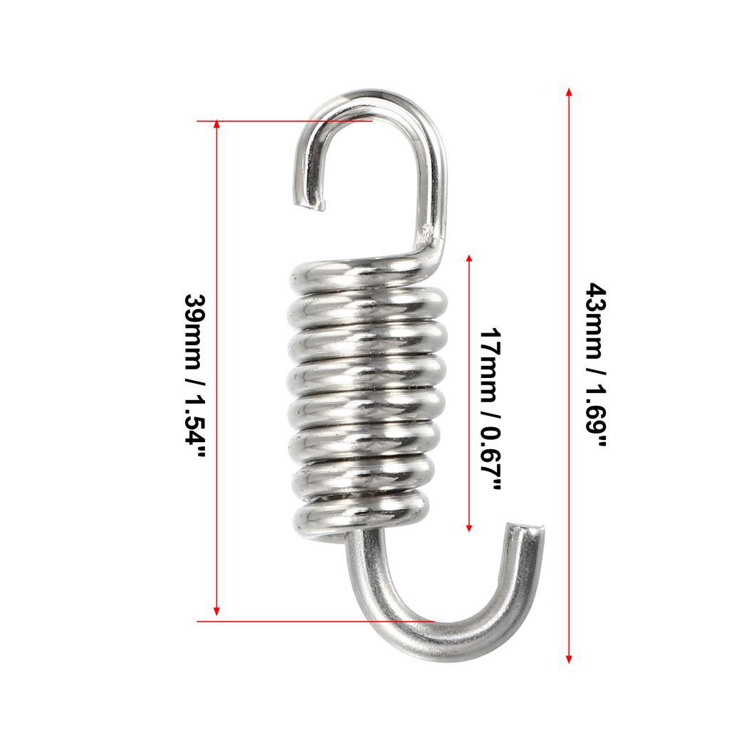 Motoforti 2Pcs 4Pcs 6Pcs 43mm 58mm Muffler Exhaust Pipe Spring for Motorcycle Universal Stainless Steel Silver Tone