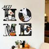 Holiday Home Accents Halloween HOME Letter Wall Hanging Ornament, Wooden Festive Decor with Ghost Skull Party Supplies Pumpkin Black Cat Bat Elements