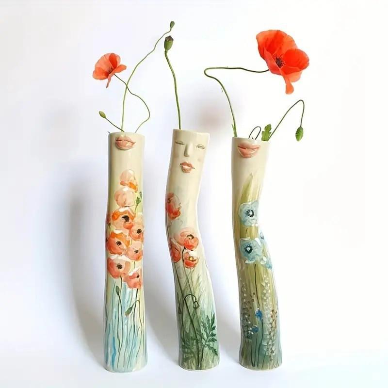 Handcrafted Resin Face Vase Decorative Sculpture Home Garden Outdoor Tabletop Art Gift