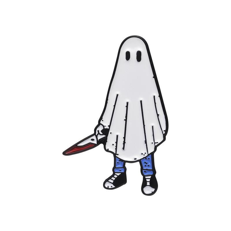 Brooch Cartoon Delightful In White Ghost Shape With Dagger For Fashion Halloween