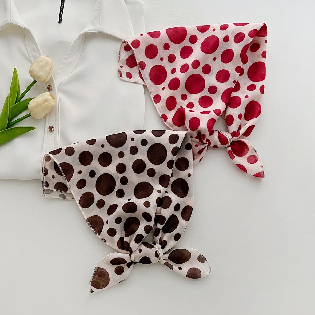 New polka dot cotton and linen small square scarf headscarf spring and autumn women's versatile neck small scarf summer thin scarf