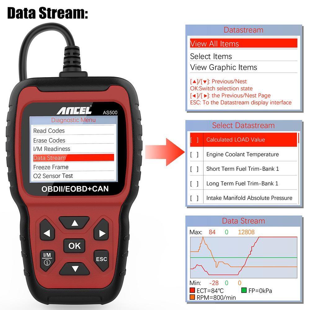 AS500 Car OBD2 Scanner Engine Code Reader OBD Auto Diagnose Car Diagnostics Tool OBD2 Automotive Scanner
