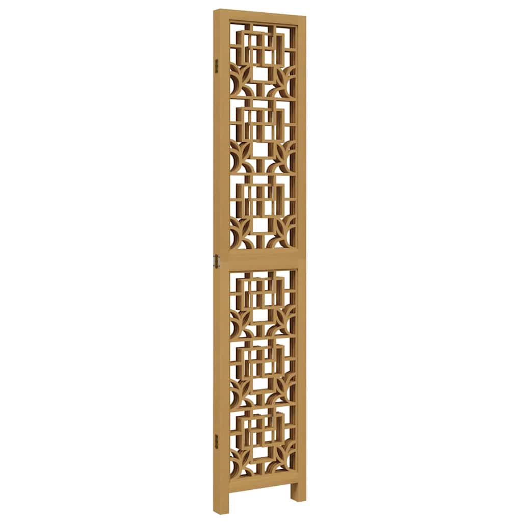 Vidaxl Room Divider, 4-Panel, Brown, Solid Paulownia Wood