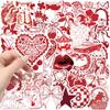 50PCS Valentine's Day Theme Pattern Stickers, Suitable for Valentine Parties, Photo Albums, Notebooks, Phone Cases, Water Bottle