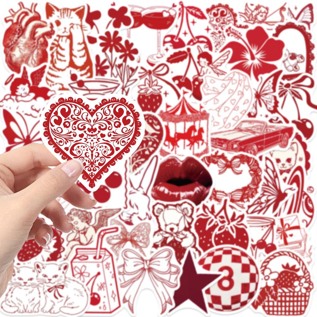 50PCS Valentine's Day Theme Pattern Stickers, Suitable for Valentine Parties, Photo Albums, Notebooks, Phone Cases, Water Bottle
