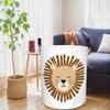 1pc, Foldable Round Laundry Basket | Brown Lion Mane Pattern, Suitable for Various Room Types, Modern Style Storage Bin with Handle, Laundry Baskets