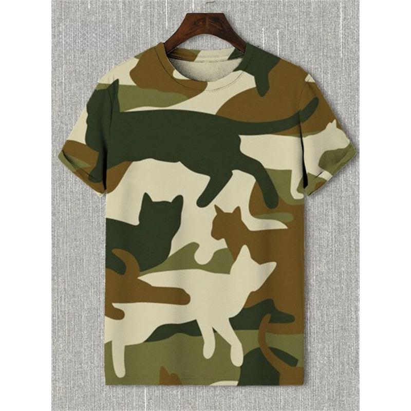 

Модная мужская футболка с 3D-принтом кота, футболка с коротким рукавом, художественный дизайн, забавная футболка, летняя уличная повседневная мужская одежда больших размеров 6XL