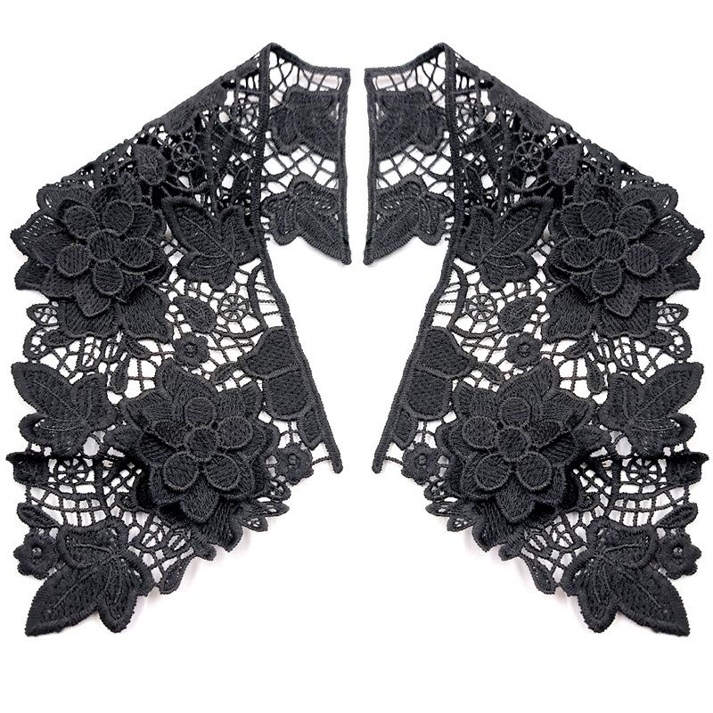 Water Soluble Lace Hollow Embroidery Shoulder Flower Doll Collar Lace Accessories Leaf Pattern Three-Dimensional Hollow Applique Fake Collar