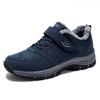 Men's Winter Magic Tape Lace-Free Cotton Boots - Velvet-Lined, Thickened & Warm Walking Snow Boots for Middle-Aged and Elderly