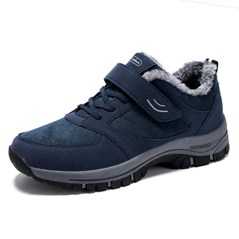 Men's Winter Magic Tape Lace-Free Cotton Boots - Velvet-Lined, Thickened & Warm Walking Snow Boots for Middle-Aged and Elderly