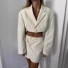 Women Blazer Clothing Two Piece Set Women Suits with Skirt Female Suit Tweed Long Sleeves Short Skirt Suits Blazer