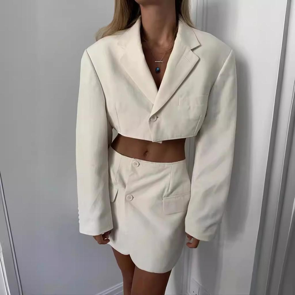 Women Blazer Clothing Two Piece Set Women Suits with Skirt Female Suit Tweed Long Sleeves Short Skirt Suits Blazer
