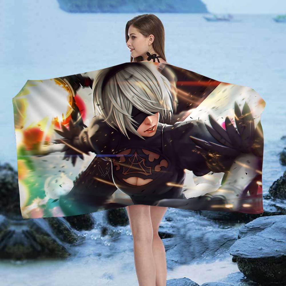 Game Nier Automata Anime Beach Swimming Towel Soft Absorbent Washcloth Children's Gifts for Kids Travel Camping Gym
