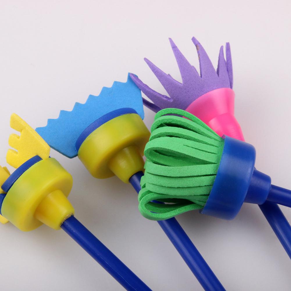 4pcs/set DIY Children Painting Sponge Brush Rotation Sponge Head Brush