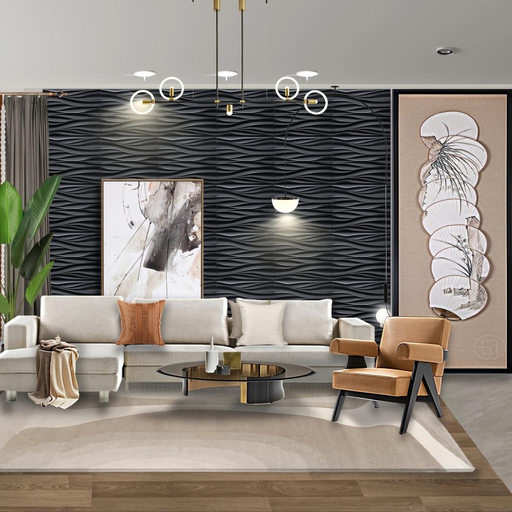 10 Pezzi Rivestimento Murale a Strisce Ondulate 3D Premium Pvc Decorazione Murale Per Soggiorno Camera da Letto Ufficio Decorazione Sfondo TV Non Autoadesivo