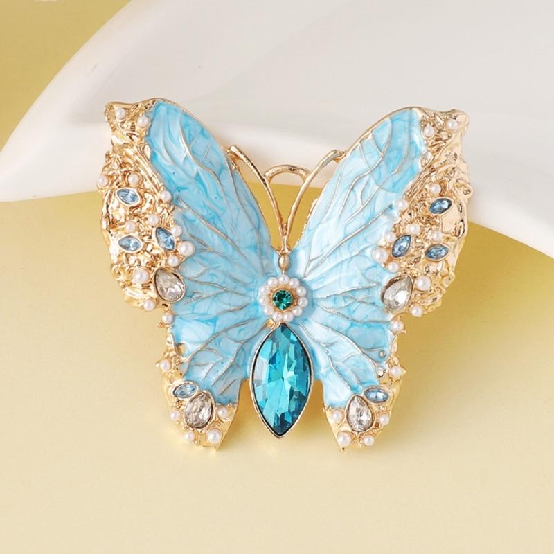 Elegant Butterfly Brooch Rhinestones Crystals Enamel Pin for Trendy Women Wedding Party Dress Jewelry Gifts Accessory