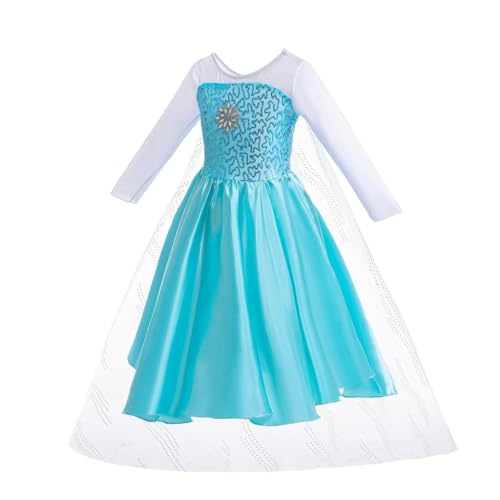 Dressy Daisy Toddler Girls' Snow Princess Dress, Light Blue, Size 120, Ages 6-7, Perfect for Halloween, Princess Cosplay, and Parties