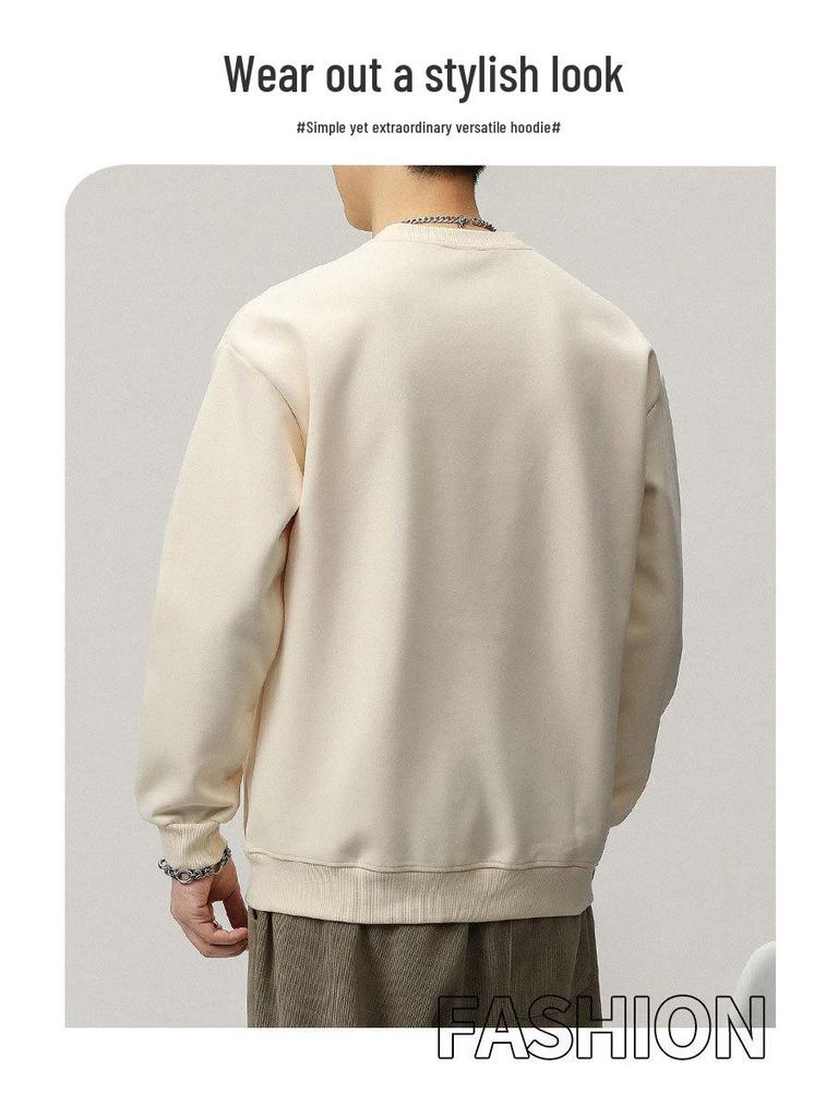 2025 A/W Men's Heavyweight Crewneck Sweatshirt: Trendy, Embroidered, Loose-fit, Versatile Casual Sportswear