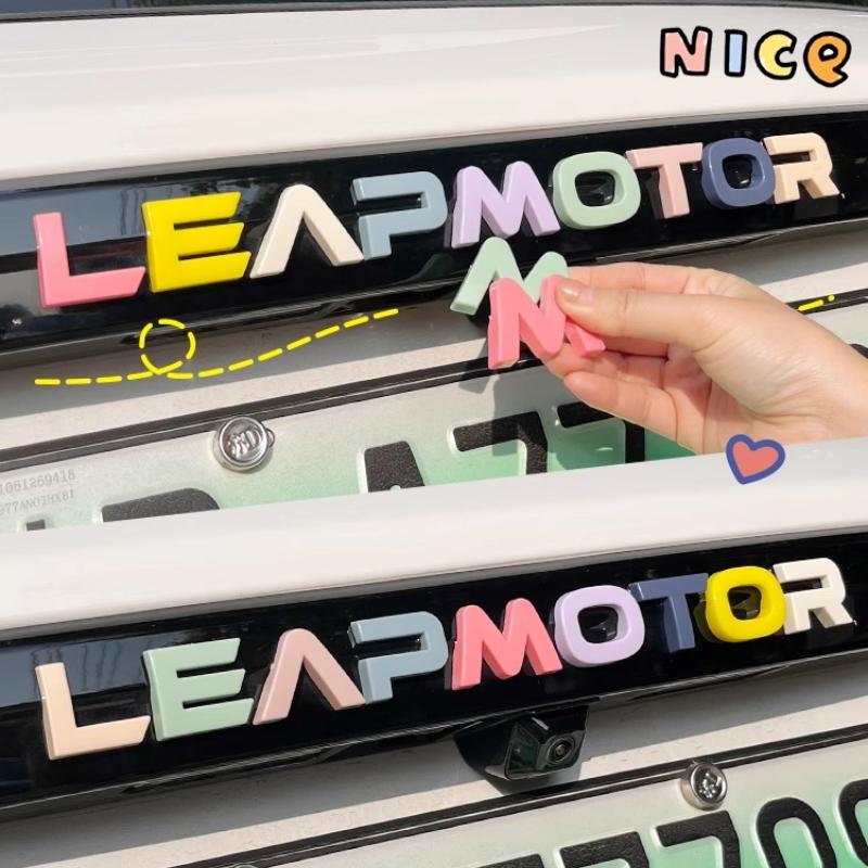 For Leapmotor T03 Trunk Letter Emblem Sticker Colorful Matte Black Car Logo Decal