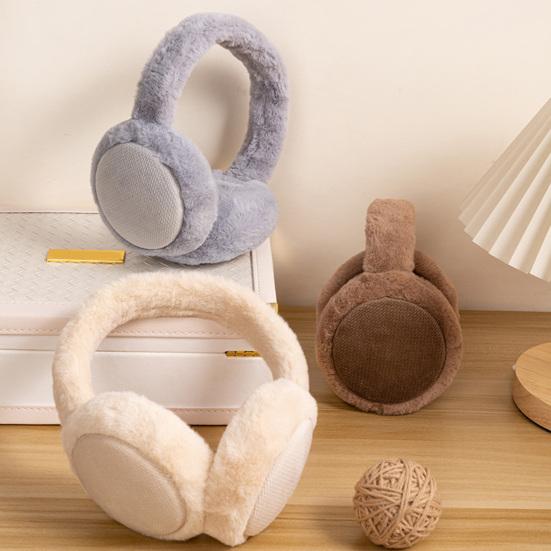 Winter Unisex Ear Muffs Folding Solid Color Good Elasticity Anti Fall Earmuffs Plush Adjustable Ear Warmers for Outdoor