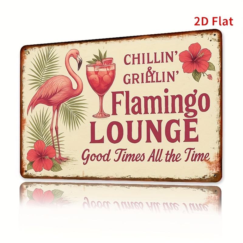 (es) Flamingo Lounge Wall Sign Hanging Metal Iron Vintage Poster Painting Durable Not Easy To Deform for Bathroomkitche