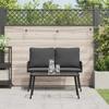 Outdoor Dining Set with Cushions 2 pcs Black Poly Rattan