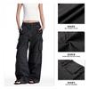 Men Women Relaxed Fit Cargo Pants Gray Cotton Workwear Straight Leg Trousers Multi Pocket Utility