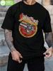 Vintage Judas Priest Tour Logo Graphic T-shirt - 100% Cotton Regular Fit Black Band Tee with Red & Yellow Winged Design