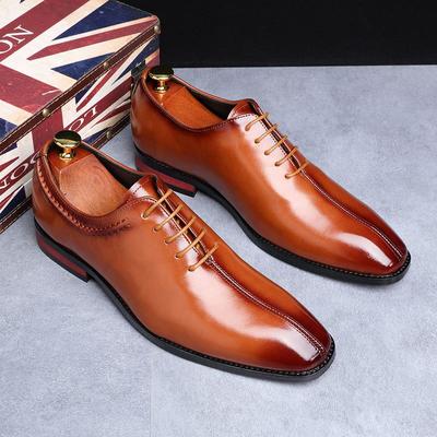 Men's Business Leather Shoes Square Toe Lace-up Mens Dress Office Oxfords Shoe Men Fashion Wedding Party Flats 11 Colors