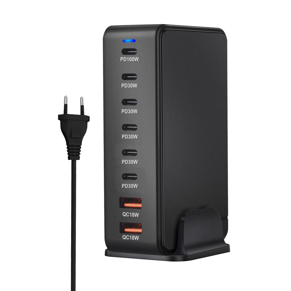 286W GaN Desktop PD Charger: 6 USB-C/2 USB-A Ports, Multifunctional Adapter