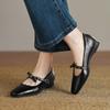 New Women's Flat Shoes Casual Solid Color Women's Single Shoes Rubber Soft Sole Square Head Four Seasons Wear Leather Shoes Low Heel Foot